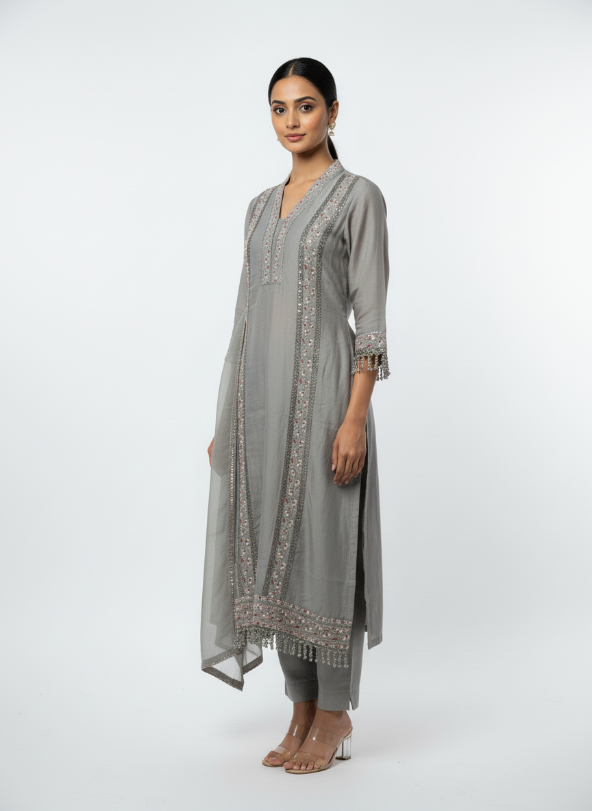 Dove Grey Embellished Festive Set