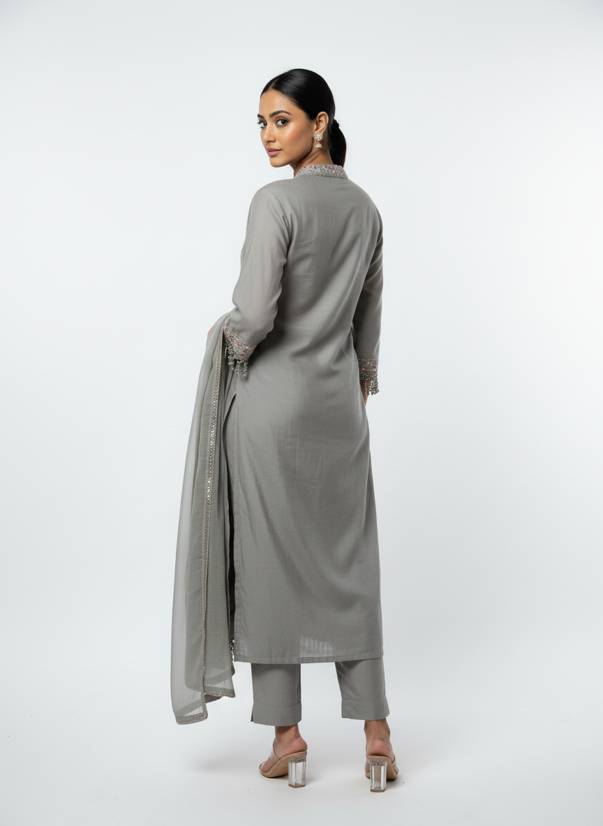 Dove Grey Embellished Festive Set
